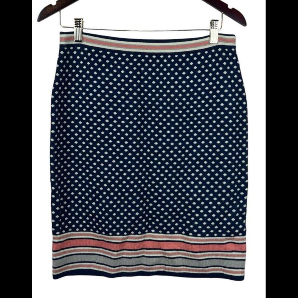 Anthropologie Navy and Pink Polka Dot Skirt